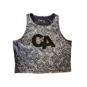 Zyia Active Reflective Athletic Gym Sports Bra Large Custom Cheer Logo No Pads‎